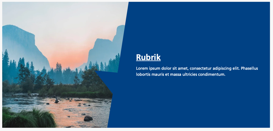 Exempel på hur en puff kan se ut. Bilden hamnar till vänster och har en snedskuren kant.