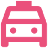 Ikon i rosa som föreställer en taxibil.