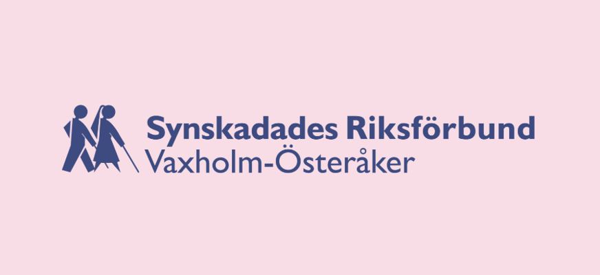 SRF Vaxholm Österåkers logotyp i blått med rosa bakgrund