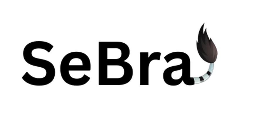 SeBra Loggan, ordet SeBra med en zebrasvans som avslutande knorr på bokstaven a
