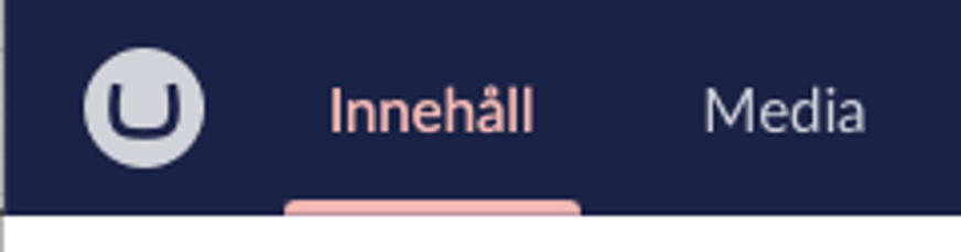 Innehåll och Media är två flikar