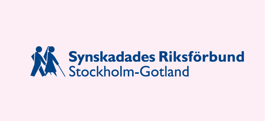 SRF logotyp Stockholm Gotland rosa bakgrund