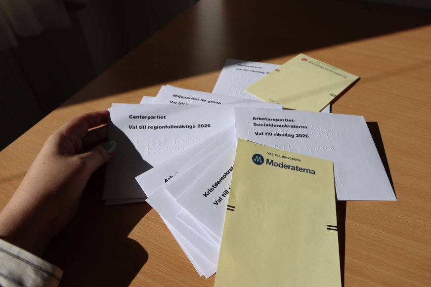 Valsedlar märkta med punktskrift.