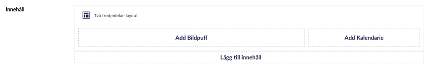 Använd knapparna "Add Bildpuff" och  "Add Kalendarie"