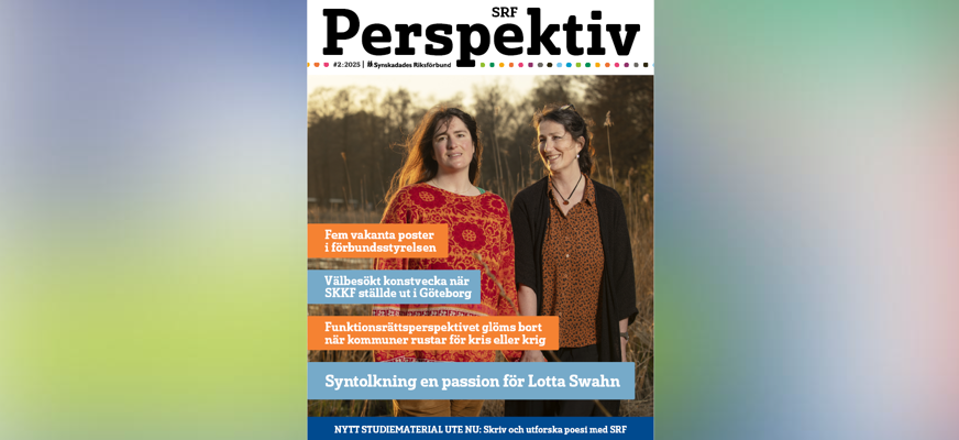 Omslagsbild på medlemstidningen Perspektiv nr 2 2025. Två kvinnor syns på bilden