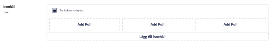 Det ska finnas tre knappar vid namn Add puff - en för varje puffplats